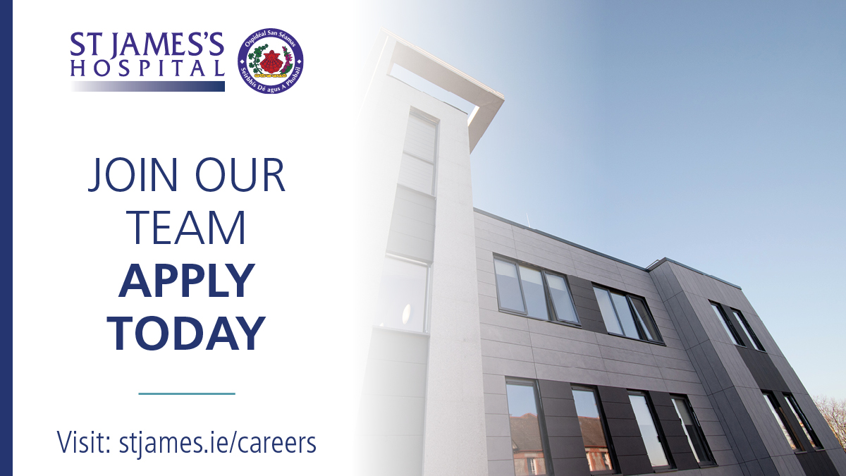 Our #vacancies this week include:

#ClinicalNurseSpecialist - #ClinicalNurseManager - 
#StaffNurse - Candidate #AdvancedNursePractitioners - Specialist Surveillance #Scientist - #informationtechnology Officer- #QualityOfficer

#ApplyNow at stjames.ie/careers 
#jobs #hiring