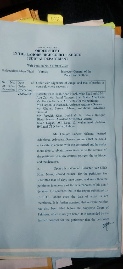 AdvNidaAslam's tweet photo. Good News after 52days of enforced disappearances of @AdvHaiderMajeed  @HniaziISF,a great sigh of relief was felt by those concerned about the case.Finally HC stood up with the Constitutional right to establish a contact  with their families and legal officers. Fingers crossed⚖️ https://t.co/lIb9u7LlAG