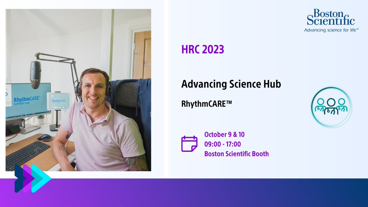Boston Scientific CRM/EP UK & IRE (@bsc_rhythmuk) on Twitter photo Visit the <a href="/BSC_RhythmUK/">Boston Scientific CRM/EP UK & IRE</a> Advancing Science Hub on stand to discover more about #RhythmCARE and how their immediate support technologies can impact your workflow.
Register for a session or visit the hub during one of the free sessions.
More Info : bit.ly/3PHqBk7
#HRC2023 Visit the <a href="/BSC_RhythmUK/">Boston Scientific CRM/EP UK & IRE</a> Advancing Science Hub on stand to discover more about #RhythmCARE and how their immediate support technologies can impact your workflow.
Register for a session or visit the hub during one of the free sessions.
More Info : bit.ly/3PHqBk7
#HRC2023