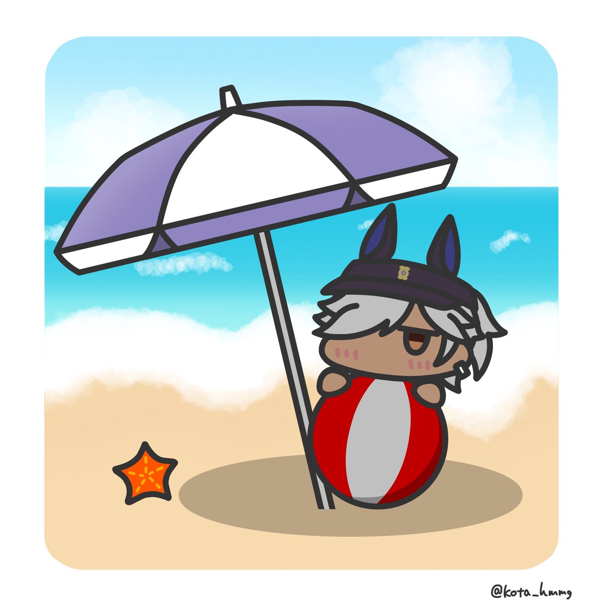 1boy dark-skinned male ball male focus dark skin umbrella beach  illustration images