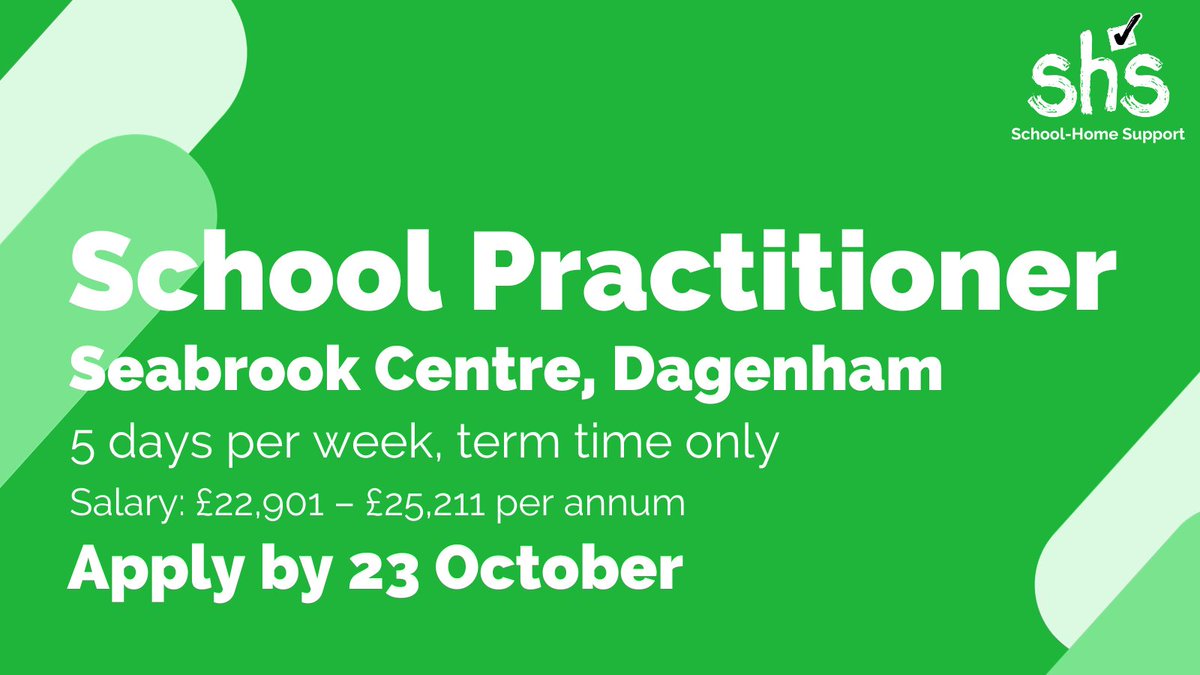 Do you have excellent relationship building and communications skills, and want to make a difference in children’s lives everyday? Apply to our School Practitioner position in Dagenham by Monday 23 October 👉 schoolhomesupport.org.uk/about-us/jobs/…