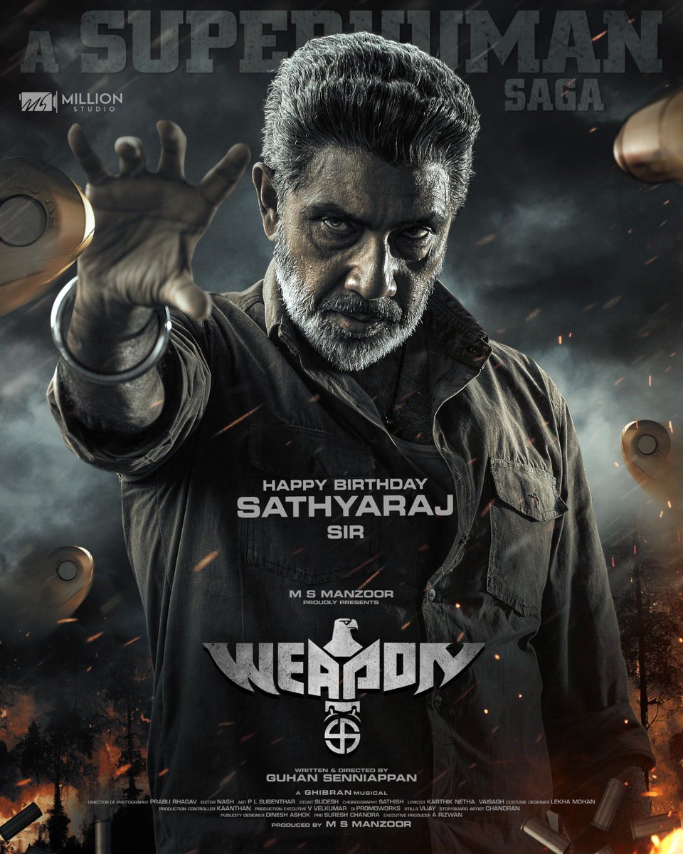 Team @millionstudioss , @manzoor.msit wishes a happy birthday to the superhero #Sathyaraj Sir! Your down-to-earth nature and simplicity make you not just a fantastic actor but also an admirable person. 

Best of luck on your upcoming movies, especially WEAPON. #HBDsathyaraj