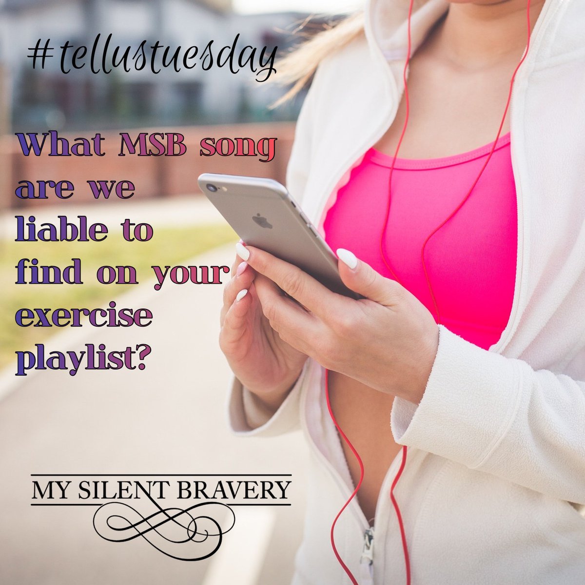MSBFanPage's tweet photo. #tellustuesday Brave❤️s, tell us👇what @mysilentbravery songs are we liable to find on your exercise playlist and why those songs? What MSB song do you use for motivation? 🤔😎🎶🎧
#mysilentbravery
#msbfans
#msbbravehearts
#supportivefans
#playlist
#motivationalplaylist https://t.co/bq1VmrOtp3