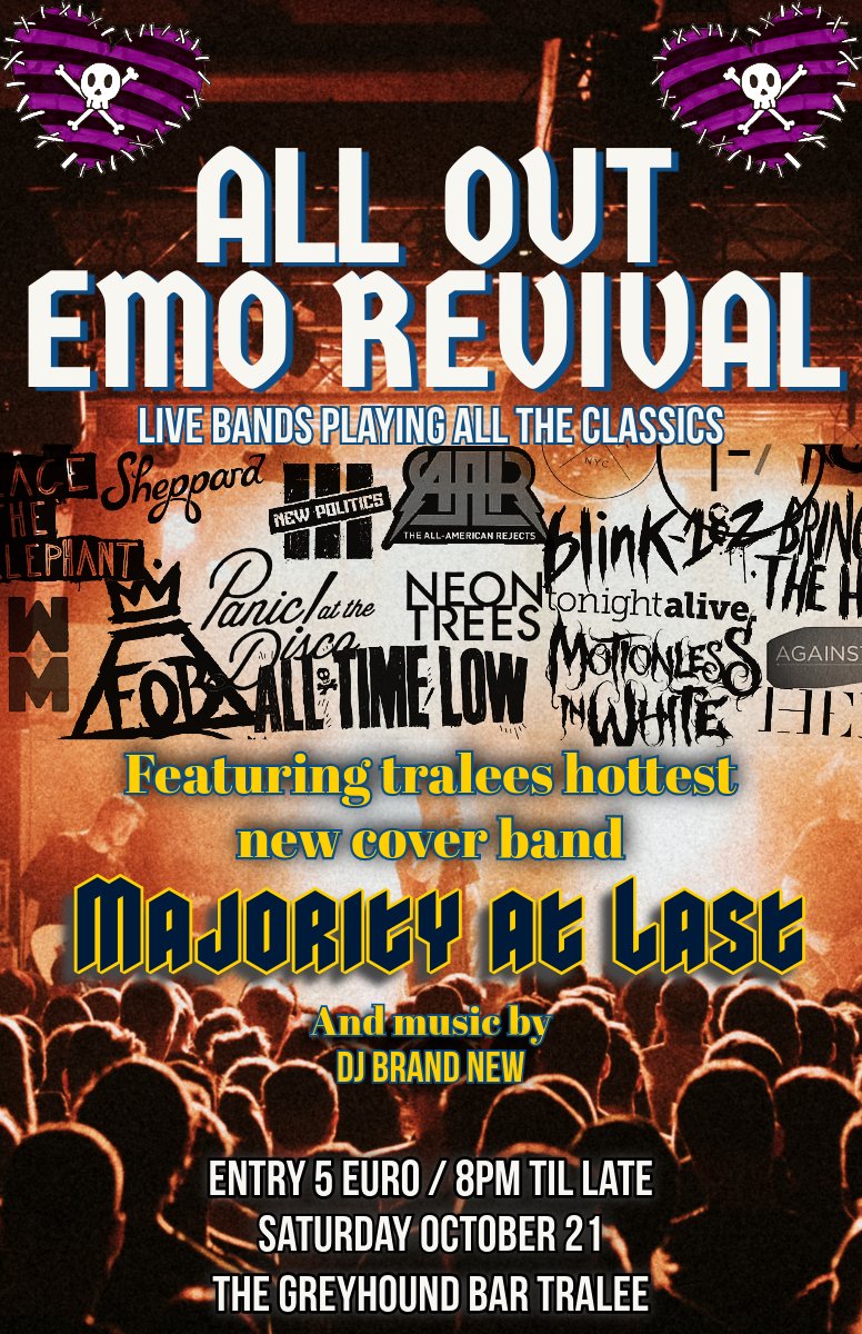 fb.me/e/1y9HP1H1m new gig coming to Tralee on the 21st of october, partnership with Craic Haus Promotions and ALL OUT events,