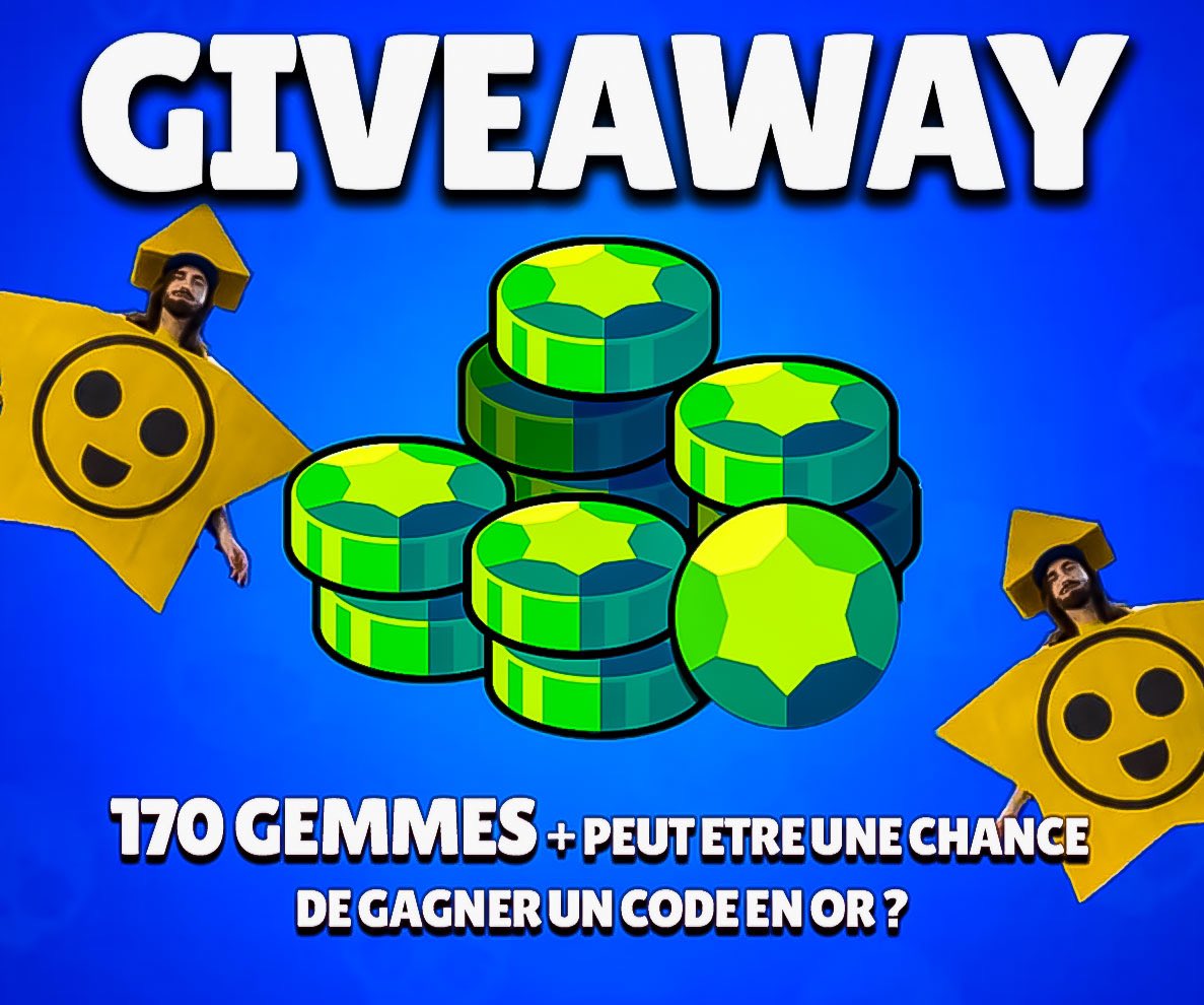 Periado (@periado2) on Twitter photo 🚨GIVEAWAY🚨
Tente de gagner 170 gemmes et peut être un fameux un code en or ! Pour participer :
- Abonne-toi à <a href="/Periado2/">Periado</a> 
- RT 🔁
- Like ❤️
Les autres codes sont à gagner sur Youtube 🫶
Bonne chance tirage au sort le 17 octobre #shootingstarrdrops #brawlstars #giveaway 🚨GIVEAWAY🚨
Tente de gagner 170 gemmes et peut être un fameux un code en or ! Pour participer :
- Abonne-toi à <a href="/Periado2/">Periado</a> 
- RT 🔁
- Like ❤️
Les autres codes sont à gagner sur Youtube 🫶
Bonne chance tirage au sort le 17 octobre #shootingstarrdrops #brawlstars #giveaway