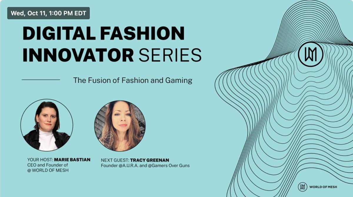Happy to share that our founder, Tracy Greenan will be speaking at DFI Series - The Fusion of FASHION X GAMING ! Make sure to attend it on October 11 to learn more about the hottest space for brands. 🚀 🚀linkedin.com/events/dfiseri… 
#gaming #GamingCommunity #digitalfashion