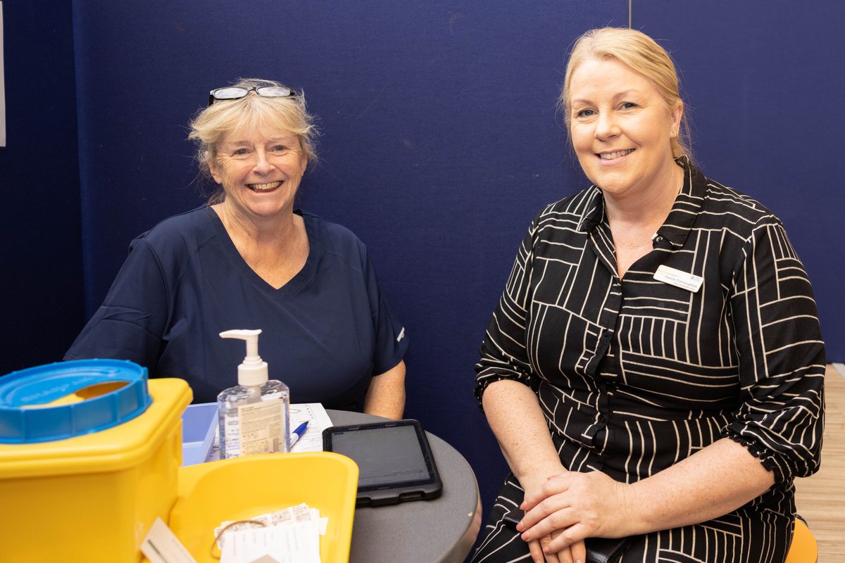 A great start with 227 winter vaccines delivered on day one of our staff clinic. 

Today, CEO Lucy Nugent and Chief Operations Officer (interim) Yvonne Connaughton got their jabs.

See what vaccines are recommended for you - bit.ly/48Cs0Bh

#COVIDVaccine | #FluVaccine