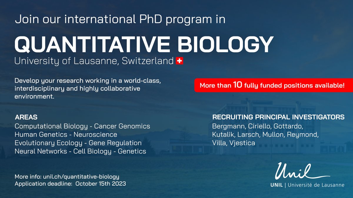 UNIL Quantitative Biology PhD program tweet media