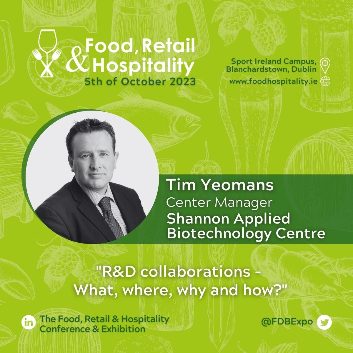 Attending @FDBexpo @sportireland Campus this Thursday? Head over to the Food & Drink Business / Sustainability stage & catch Tim Yeomans, Technology Gateway Manager @Shannon_ABC speak on 'R&D collaborations - What, where, why & how' #Euinmyregion @irishfoodtech #FoodDrinkExpo