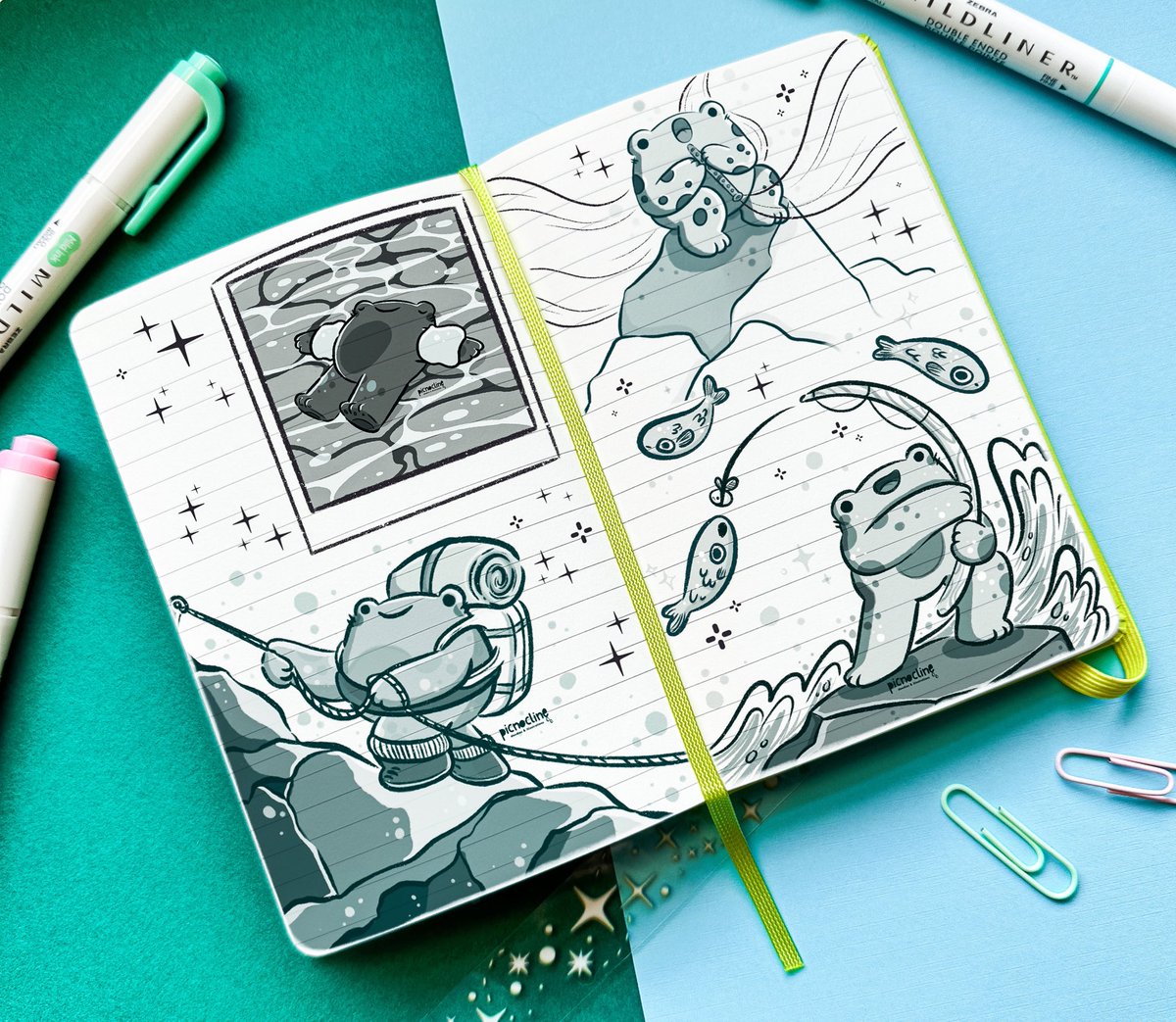 picnocline's tweet photo. Froggy sketches in prep for @thefrogcult 
‘s Frog Con 2023! Who else is excited for the froggy festivities October 13-23? 🐸 https://t.co/Qh6Pb0gDxp