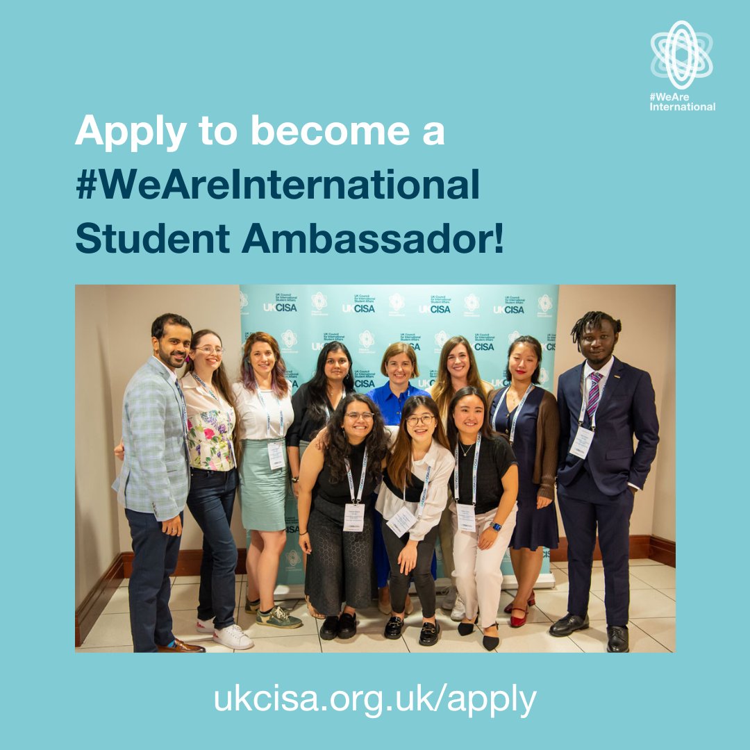 📣 Applications are now open for the #WeAreInternational Student Ambassador programme 2024-25! ✅ Shape international student experience in the UK ✅ Develop your skills through training and mentoring Apply by 26 October 👉 ukcisa.org.uk/apply