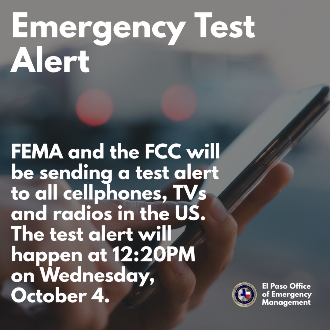 FEMA to Send Emergency Alert TEST to ALL TVs, Radios and Cell Phones Oct.  4th