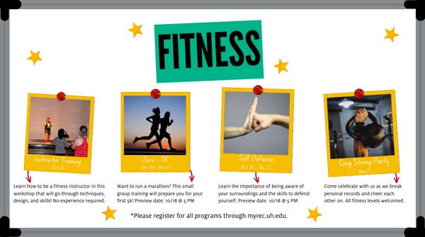 uhrecreation's tweet image. Happy October! 🍂We have some exciting things planned for you this month, here's what's coming soon to Campus Rec. 

#UHRec #CampusRec #ComingSoon #GoCoogs #StrengtheningThePride