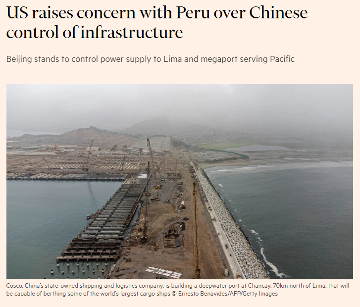 US raises concern with Peru over Chinese control of infrastructure