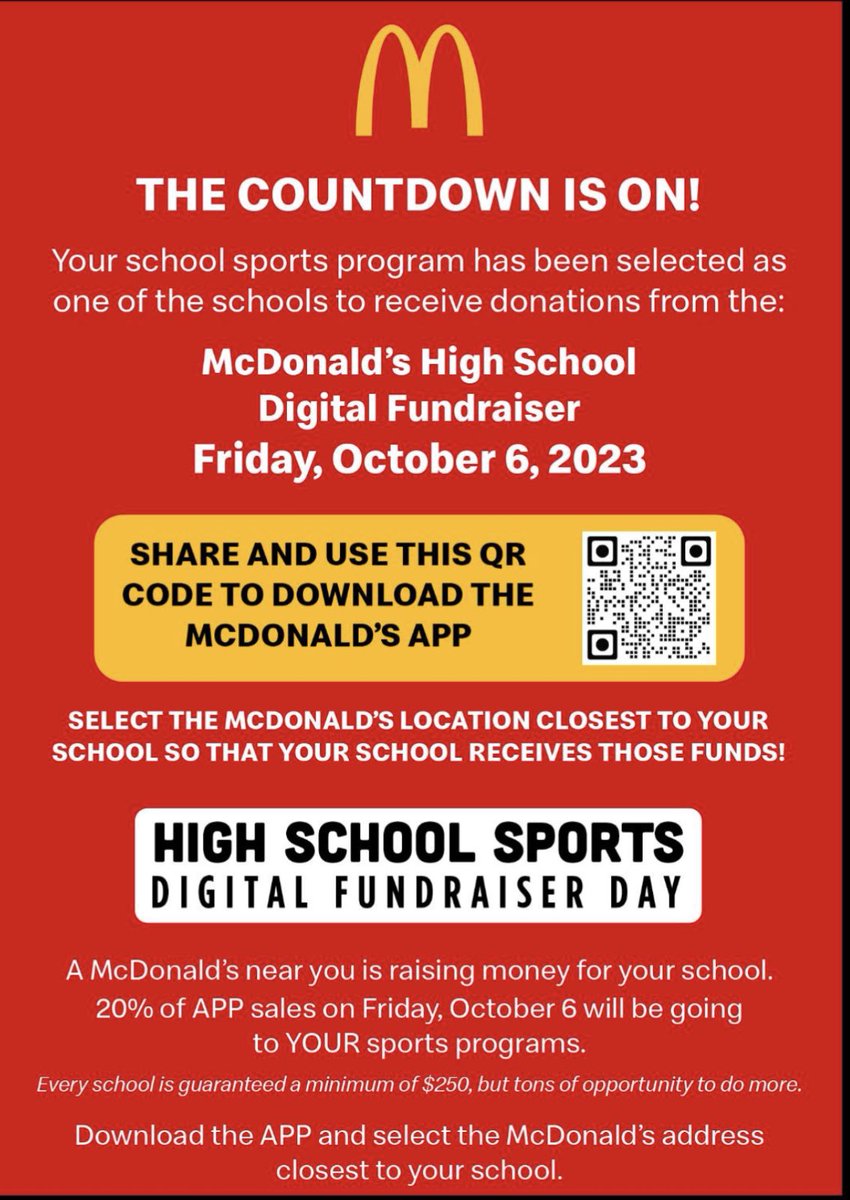 ColdwaterAD's tweet photo. Don’t forget to use your McDonald’s app this Friday, October 6th at the Coldwater McDonald’s. https://t.co/WIBkR6ECmk