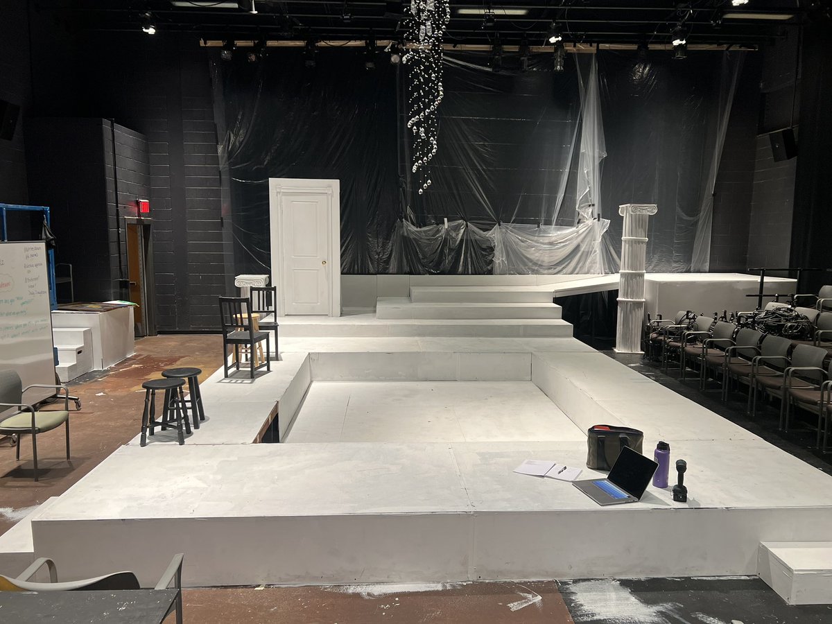 Up next lighting and painting.  The show opens in 23 days! The cast and crew have been hard at work getting prepared.  Buy your tickets at ShowTix4U.com. Public sales start 10/16!