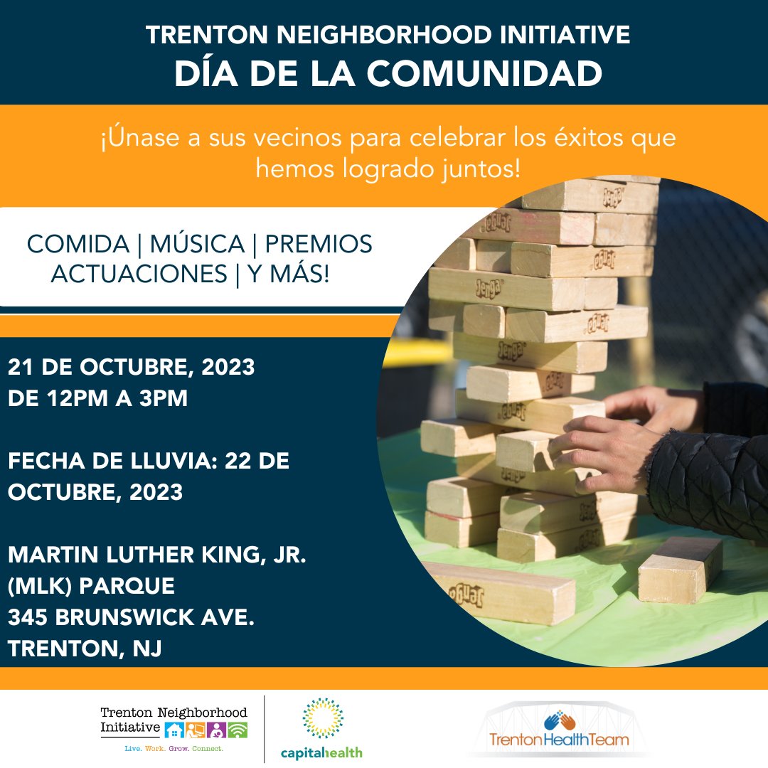 #TNITuesday is the perfect time to announce we're holding a Community Day Celebration on October 21st! 🎉Free food... entertainment... and prizes! It's going to be a fun time!👏💙🧡

#trentonnj #northtrenton #communityday #communityparty #communityorganizers @capitalhealthnj