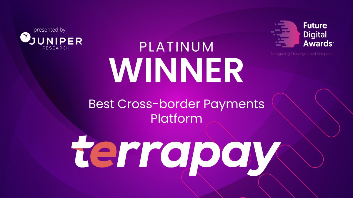 Our Platinum Award for Best Cross-border Payments Platform goes to … TerraPay! 💰

🏠 Learn more about <a href="/TerraPay/">TerraPay</a> 👉 terrapay.com

🏆 See our other winners 👉 juniperresearch.com/future-digital…

#fintech #fda2023