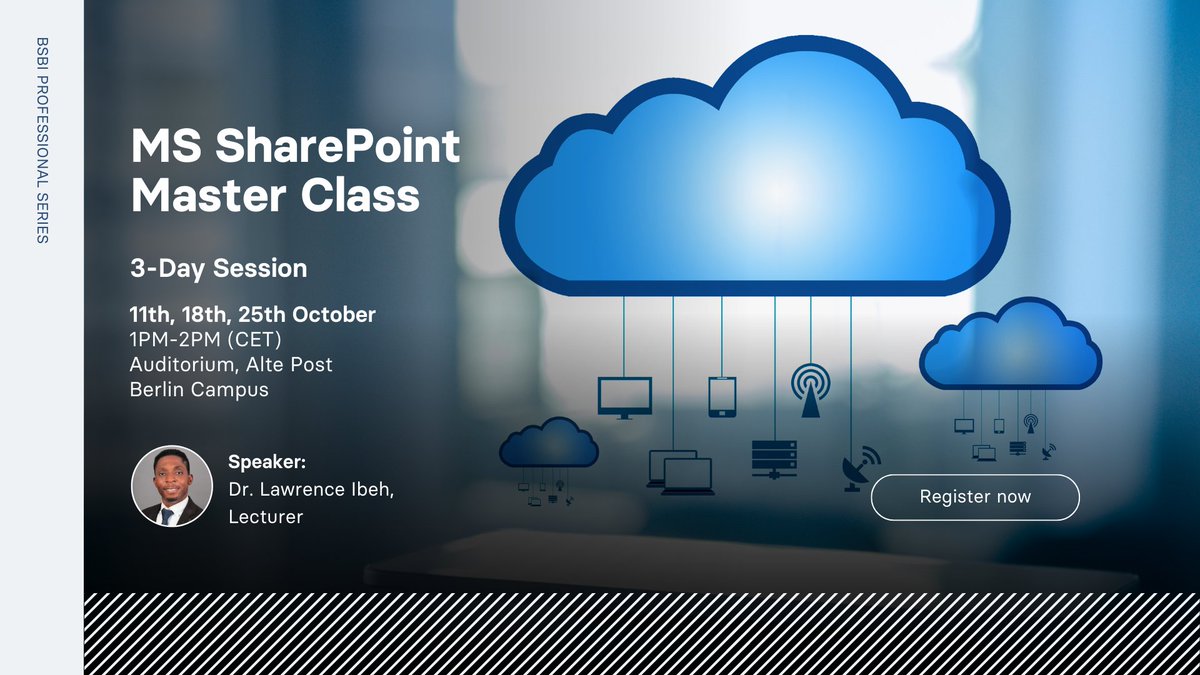 BerlinSBI's tweet image. Unlock the full potential of #MicrosoftSharePoint with our exclusive #MasterClass as part of the #BSBI Professional Series.
Join us as we delve into the world of #SharePoint, explore its myriad capabilities, and empower you to become a SharePoint expert: bit.ly/3PGIW11