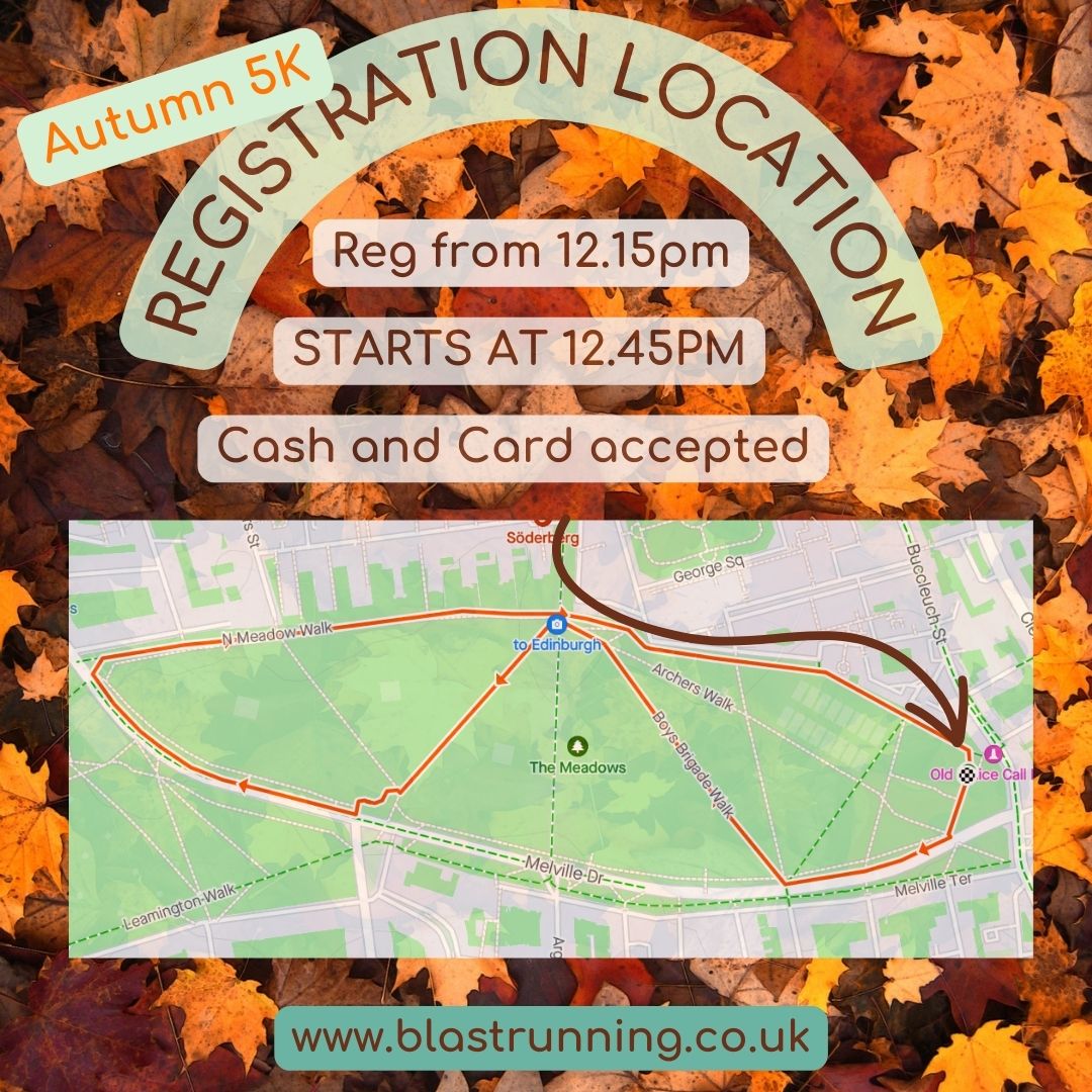Join us at lunchtime next Tuesday 10th October for our lunchtime 5K Open to all runners * Cheeky wee mid week speed session * Flat and fast course * Prizes for 1st Male & Female in all age categories * Tea and banana for all finishers