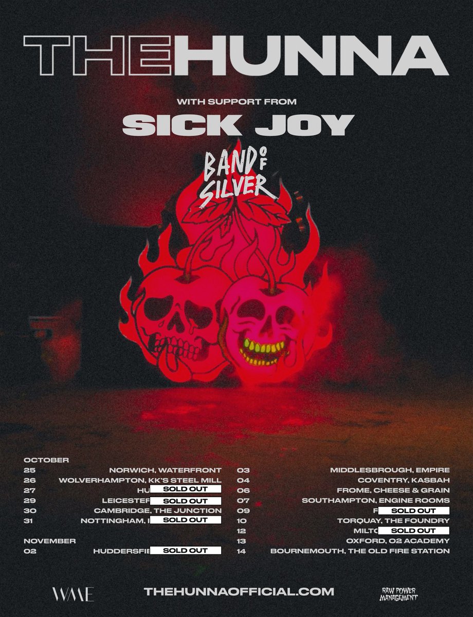Excited to have the guys in @sickjoyband & @BandOfSilver joining us on the UK run. Last few tickets available from link in bio!