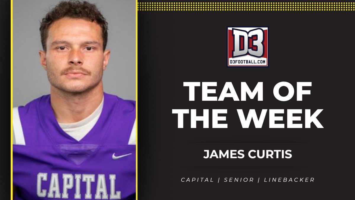 Congratulations to @CapitalU_FB's James Curtis for earning a spot on the @d3football Team of the Week! Curtis helped lead the Comets to their first win in 18 games on Saturday in a 35-31 triumph over crosstown rivals Otterbein in the Battle for the Oar. tinyurl.com/bdznf7cn