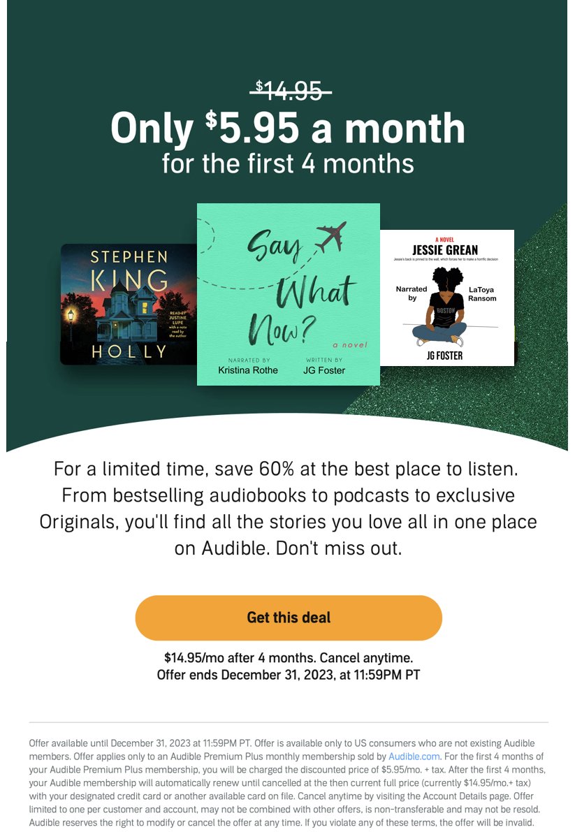 JGFoster20's tweet photo. I've just noticed that my audiobooks are for sale on Amazon. After a quick research noticed that Audible has a sale going on at the moment. https://t.co/839iqMB2qB #audibledeal #audiobookdeal #readingcommunity #ugccommunity #audiobook https://t.co/kNuPHWhf3W