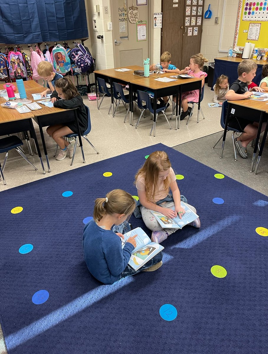 Students in Mrs. Ridley's 1st grade were partner reading, Nat, in the Amplify series.