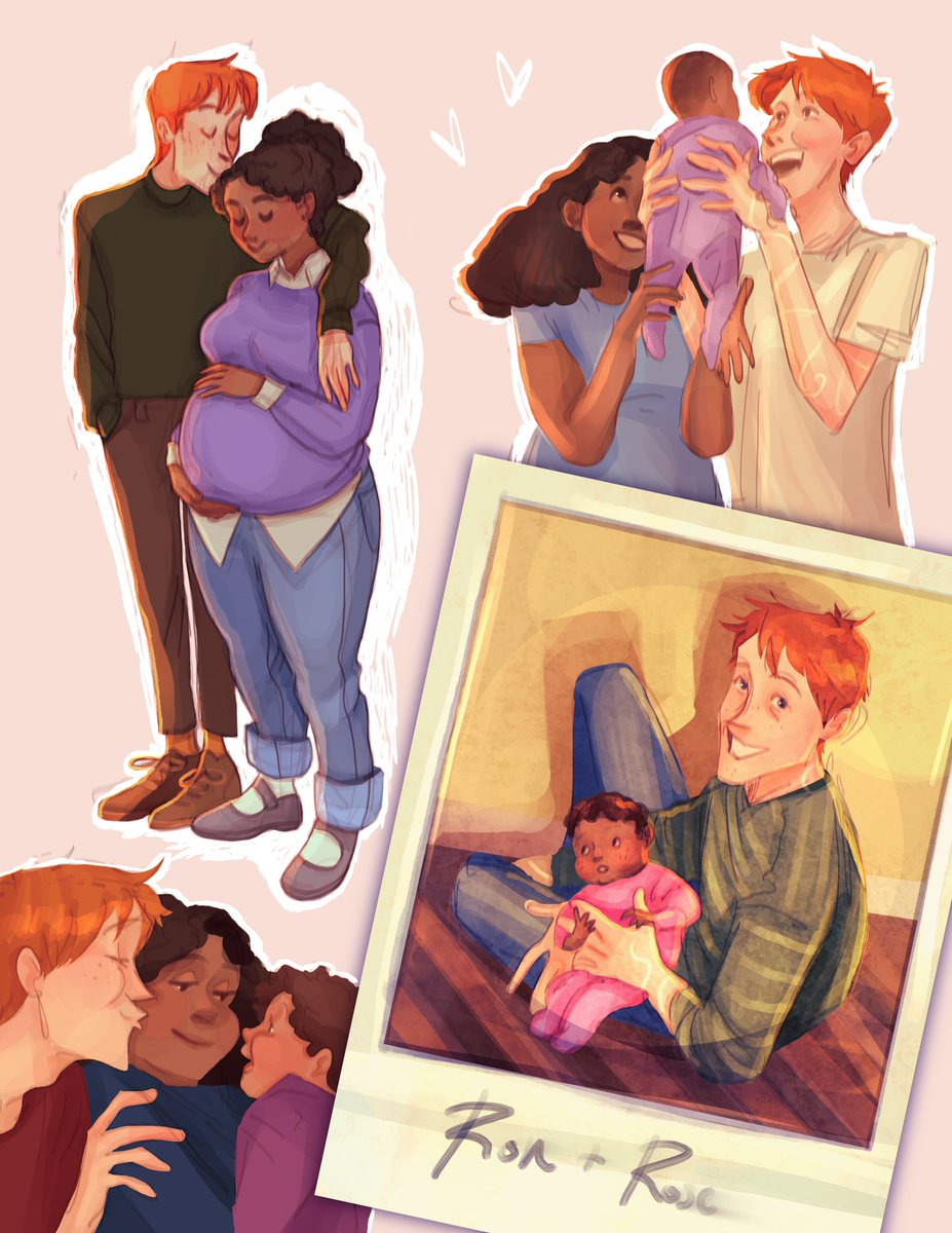 ron and hermione as first time parents for #romioneweek 🍼💘, image size:927x1200