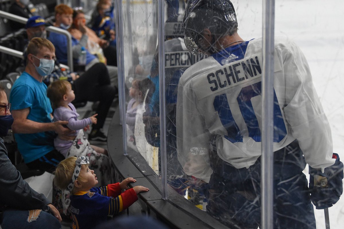 alittton's tweet photo. @StLouisBlues this little girl is so excited for @Bschenn_10 She’s not so little anymore but, just as excited for hockey to start! https://t.co/jK9bMp9rGQ