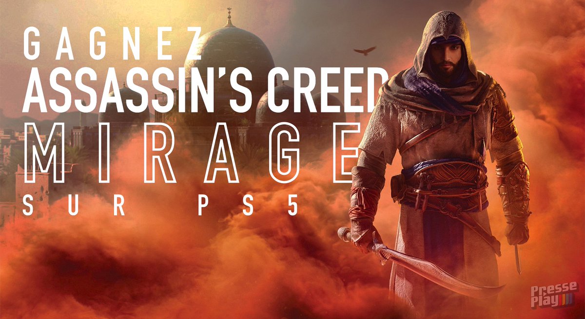 🎁 GIVEAWAY - #AssassinsCreedMirage  🎁 
Tentez de gagner une version Ps5 du jeu pour la sortie évènement le 5 octobre 2023 ! Il y aura 2 gagnants !

Pour participer c'est par ici : presseplay.fr/giveaway/

Ce concours est réservé aux membres de l'UE et les vainqueurs seront