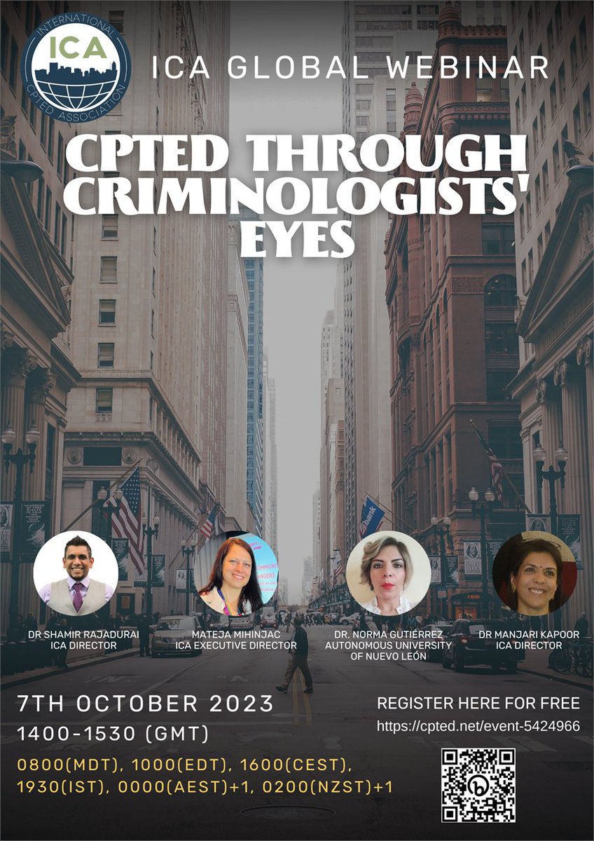 Only a few more days until the ICA webinar CPTED THROUGH CRIMINOLOGISTS' EYES

Register today!

👉 cpted.net/event-5424966