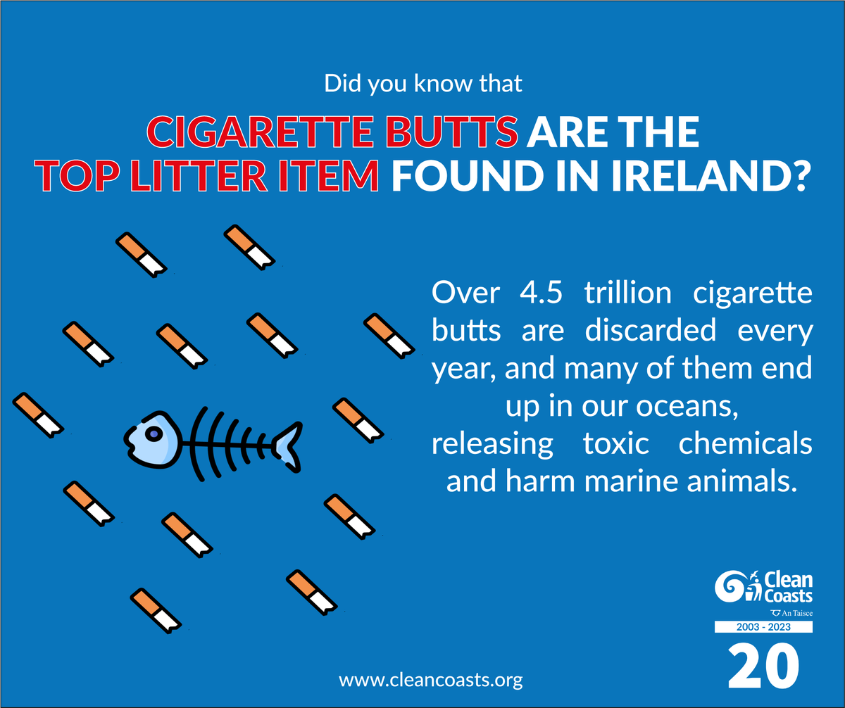 CleanCoasts's tweet photo. Lots of people who joined the #BigBeachClean23 said the most common litter item found was cigarette butts. Cigarette butts are not biodegradable &amp; take 10+ years to decompose continuing to be toxic during this time - learn more: https://t.co/U3b5QWz2LS
#BinYourButt! #CleanCoasts https://t.co/JedS2YL5FH