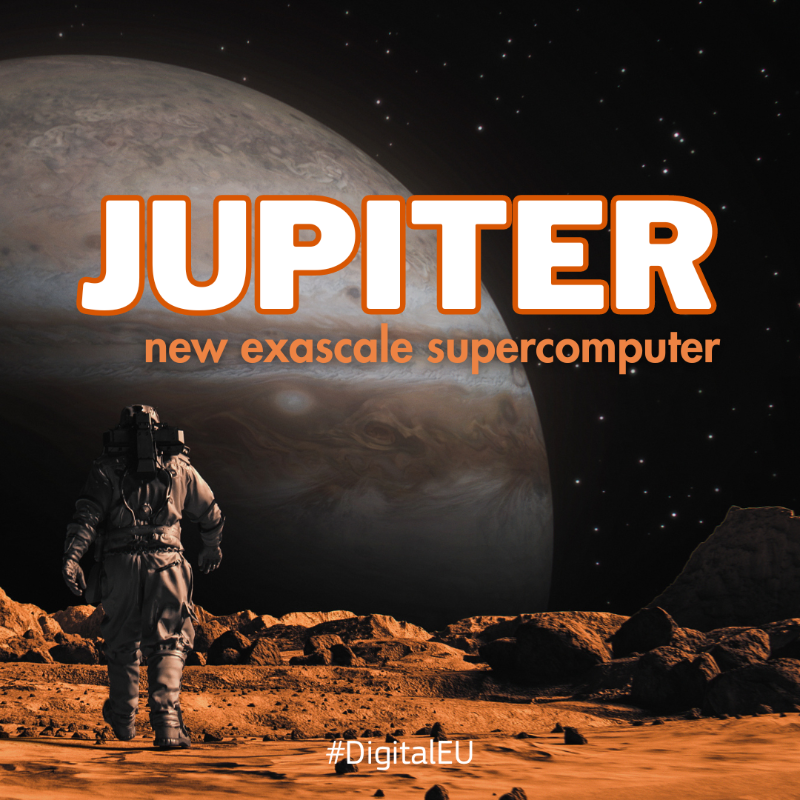 DigitalEU's tweet photo. The @EuroHPC_JU has announced the procurement for JUPITER, the next EU Exascale #Supercomputer to be located in Germany 🇩🇪.

Expected to be the most powerful computer in 🇪🇺, JUPITER will help accelerate:

💊 drug development
⛑️ emergency response
🌍 climate action

Learn more 👇