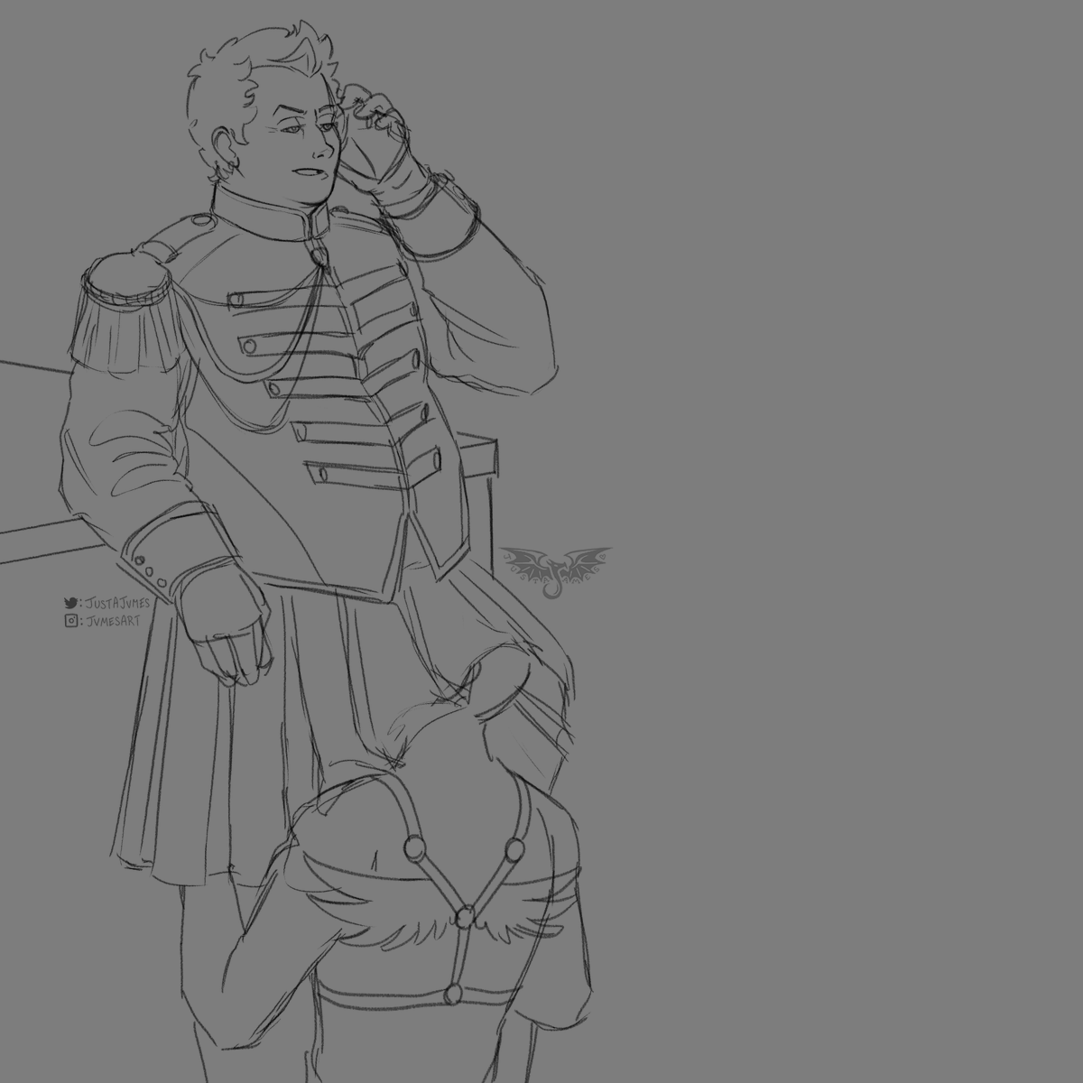 day 3 - uniform <a href="/IneffblKinktobr/">🔞IneffableKinktober - 2025 list is live!🔞</a>
supreme archangel az!raphale in battle regalia and his pet, cr0wley.

uncensored version will be on my pa🌳on once finished! i really like the idea of this one so i might clean it up and colour it as well.

#goodomensnsfw