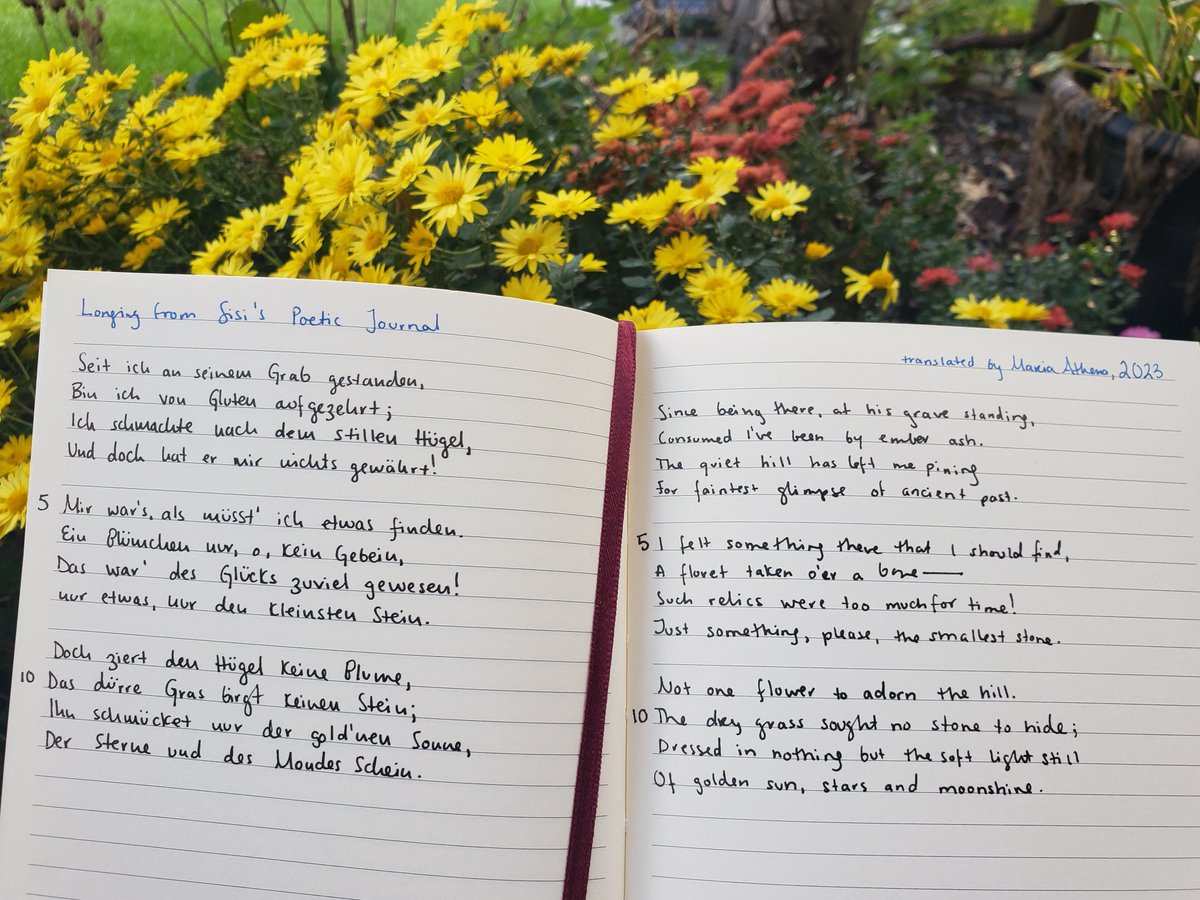 Habt ihr gewusst, dass #KaiserinElisabeth Poesie schrieb? Ich war von ihrem #Gedicht "Sehnsucht" sehr beeindruckt und habe es aus dem Deutschen ins Englische übertragen. 

Die #Übersetzung und meine Notizen dazu sind hier zu lesen: athenasannexe.com/the-diana-proj…