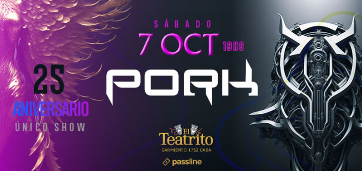 PORK se estará presentando el sábado 7 de octubre en UN ÚNICO SHOW para celebrar los 25 años.
El festejo será en el <a href="/TeatritoOficial/">El Teatrito 🎭</a> y las anticipadas vuelan.

passline.com/eventos/pork-2…