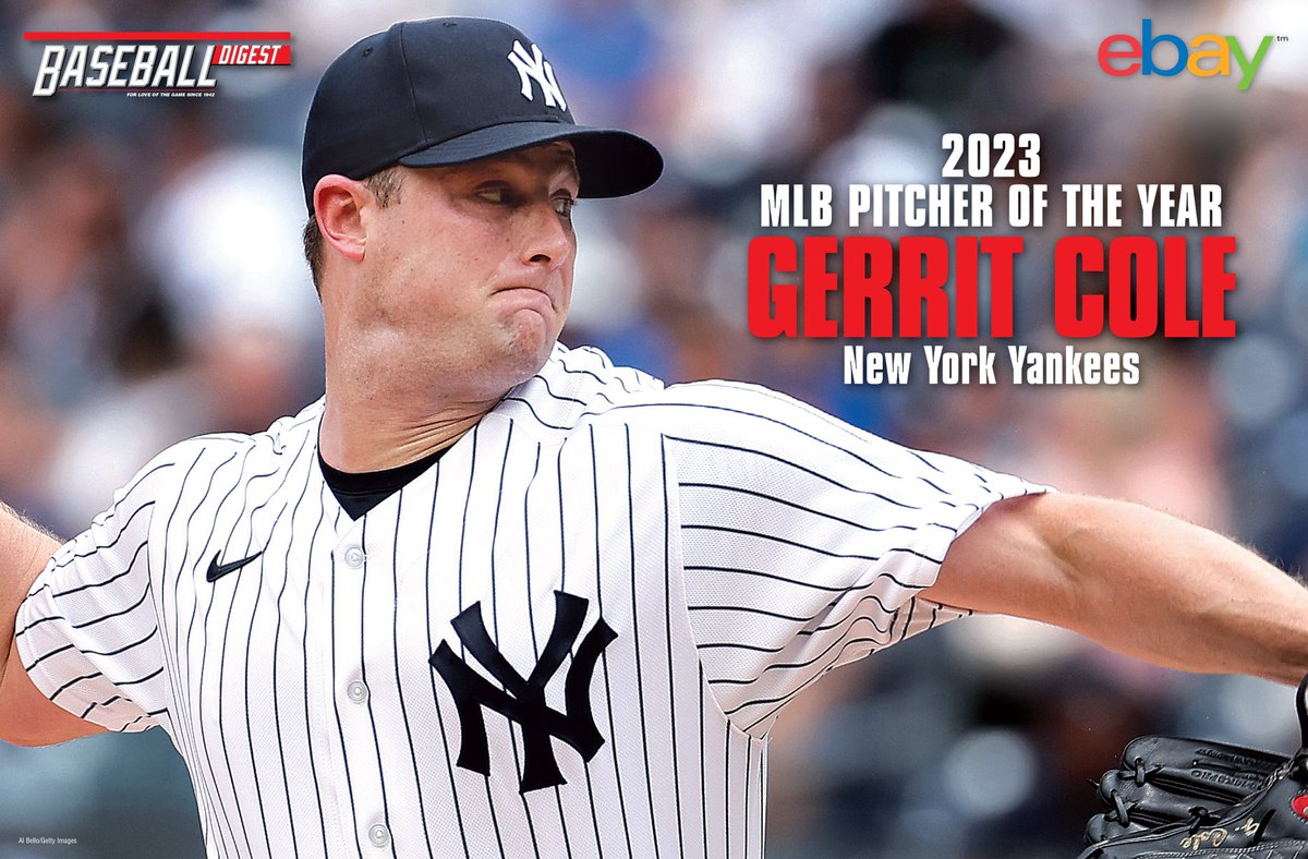 BaseballDigest's tweet image. Congratulations to @GerritCole45 of the @Yankees - the 2023 @BaseballDigest / @eBay MLB Pitcher of the Year.