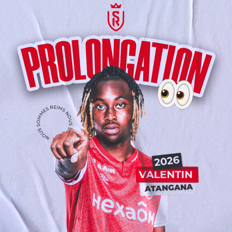 StadeDeReims's tweet photo. Rémois jusqu'en 2️⃣0️⃣2️⃣6️⃣ ! 

Notre jeune milieu de terrain et international 🇫🇷 U19 Valentin Atangana a prolongé sous les couleurs ❤️&amp;🤍 ! 🤝 

#TeamSDR