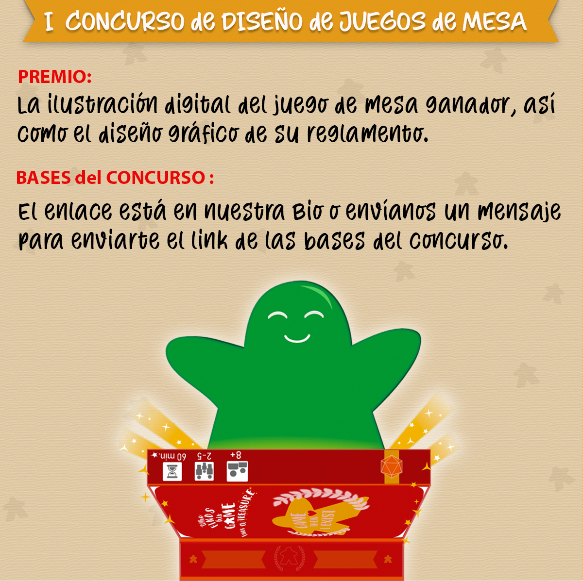 ALudicos's tweet photo. 🔶Presentamos nuestro I Concurso de Diseño de Juegos de Mesa: "Aventúrate a Diseñar" 💡🎲, con el apoyo y la colaboración de:
Emporous el juego de mesa
@SSBanuelos 
@Navespacial1 
@Ludoismo 
Convocamos a la comunidad lúdica  a dar a conocer y demostrar su talento y creatividad😊! https://t.co/kRnbrUswCm