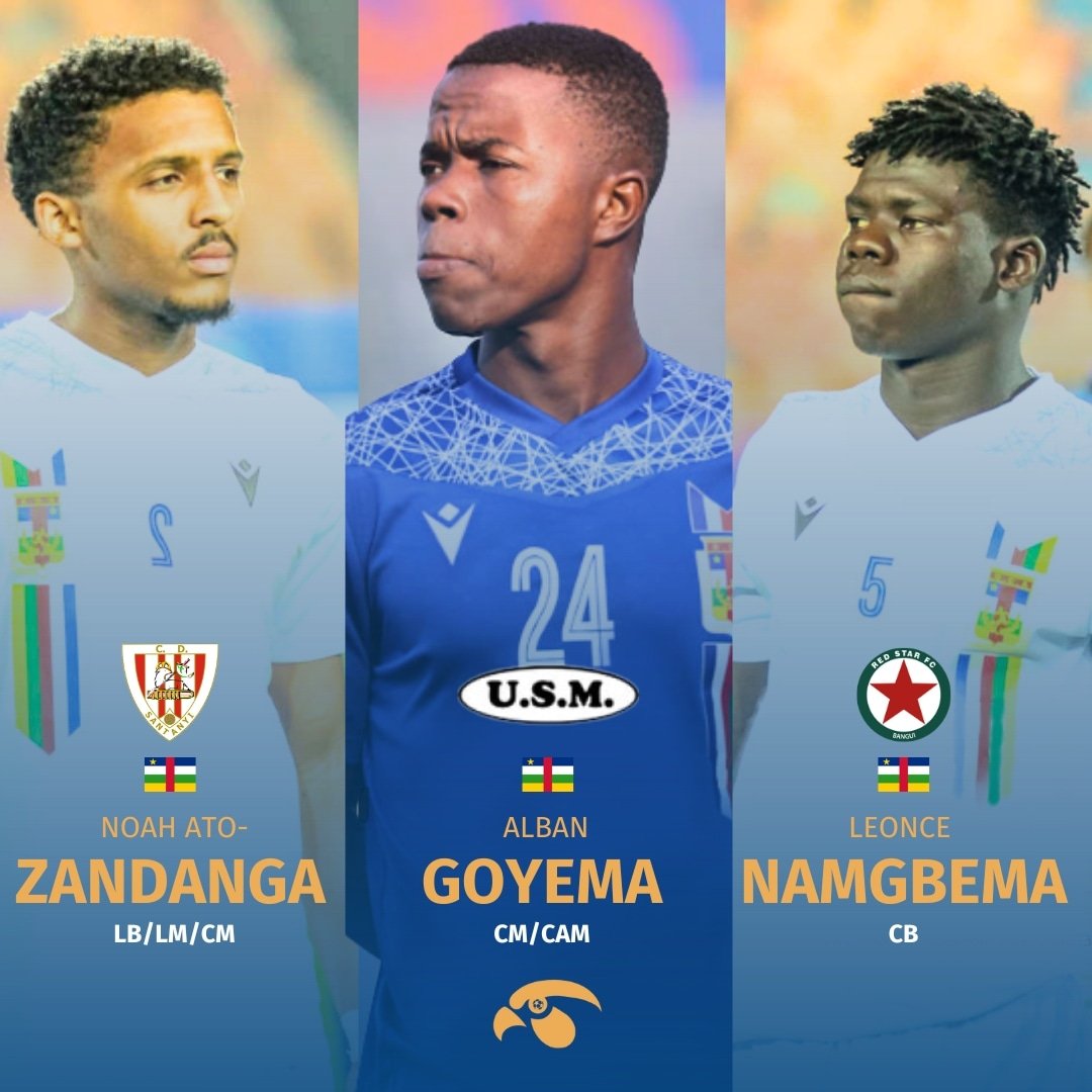 FalconScouting's tweet image. Falcon Scout: CAR 🇨🇫

💎 N. Ato-Zandanga (20 years old), CD Santanyi
🔹passing
🔸vision
🔹stamina

💎A. Goyema (18 years old), USM Libreville
🔹playmaker, leader 
🔸strong
🔹intelligent 
🔸left-footed set-piece taker

💎 L. Namgbema (20 years old), Red Star Bangui
🔹very strong