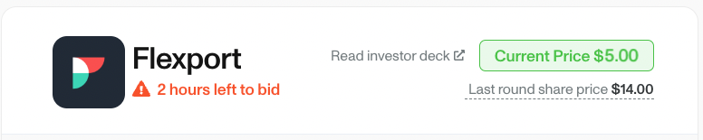 ali_moiz's tweet photo. PSA: Flexport auction in the final 2 hours now, at $5/share @sandhill_mkts https://t.co/EuQ2Sfuae1