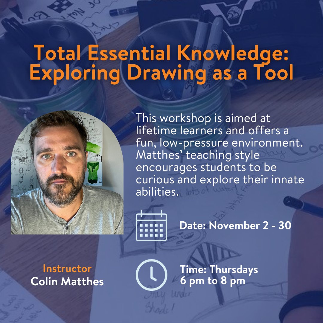Wisconsin Academy (@wasal) on Twitter photo This November, join artist <a href="/ColinMatthes/">Colin Matthes</a> for another Total Essential Knowledge (TEK) workshop, where he’ll demonstrate drawing as a tool to visualize and share knowledge.
Register at: wisconsinacademy.org/course/visual-…
#drawing #course #educational #learning #virtualclass #wisconsin This November, join artist <a href="/ColinMatthes/">Colin Matthes</a> for another Total Essential Knowledge (TEK) workshop, where he’ll demonstrate drawing as a tool to visualize and share knowledge.
Register at: wisconsinacademy.org/course/visual-…
#drawing #course #educational #learning #virtualclass #wisconsin