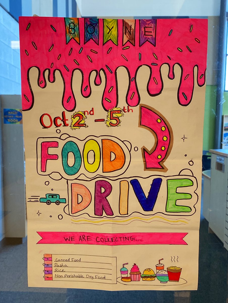 Boyne food drive this week, bring in your non perishable food to make a difference to those in need within our community. Let’s go bears 🐻