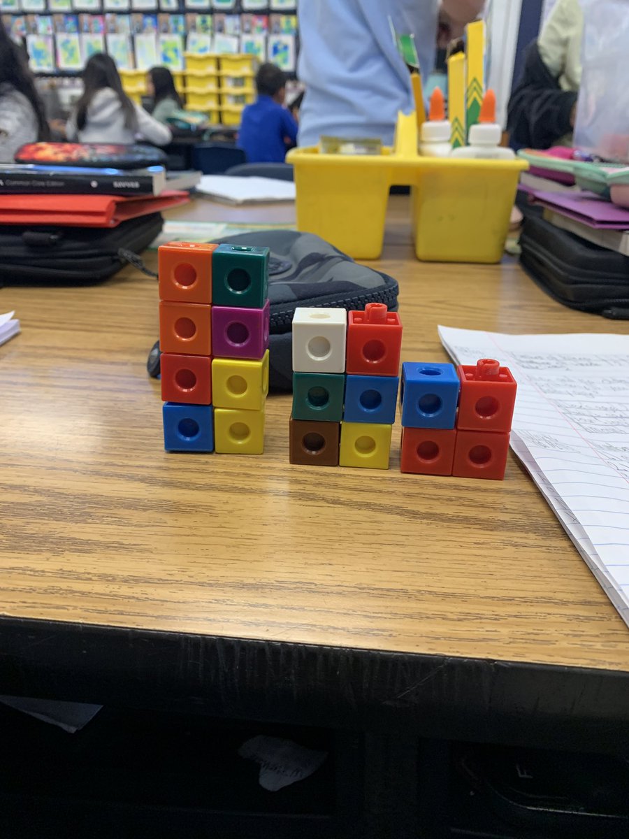 Geometric Patterns with cubes. Students had a great time creating their own and working to solve another groups pattern. Hands on always brings engagement! <a href="/CaminoGrove/">Camino Grove</a>