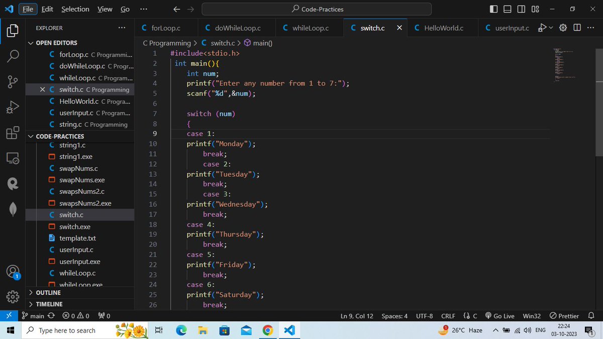 NaviCodes_'s tweet photo. Day 1 of #100DaysOfCode ! in C programming.
Today I have done Variables, Data Types, Condition Statements, Switch statements, and Loop Control Instructions.
#c #100daysofcoding #x
#cprogramming #letusC #programming #Coding https://t.co/Rx8r4s277e