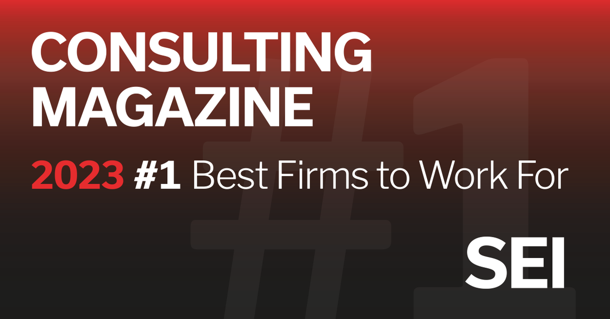 seiconsulting's tweet photo. 🌟 Year after year, SEI shines! We've been honored with the #1 position on Consulting Magazine's Best Firms to Work For 2023 list. A big shoutout to our team for their continuous dedication and excellence. 🎉

https://t.co/Fse43R3cUX

#LifeAtSEI #BestFirmsToWorkFor https://t.co/mU4GKKdOZY