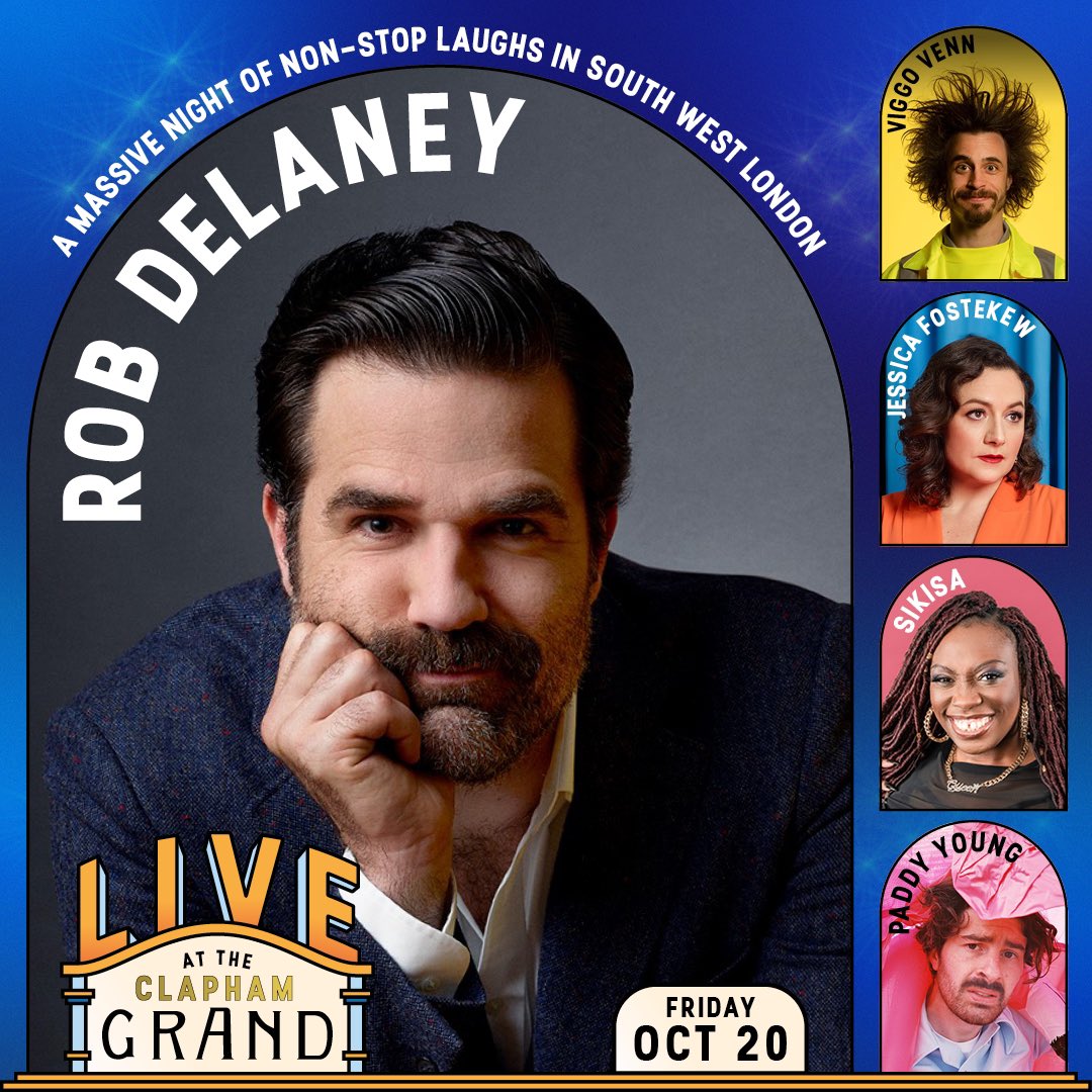 🚨 Line-up update! 🚨 Rob Delaney, acclaimed creator and star of Channel 4’s Catastrophe, joins this month’s Live At The Clapham Grand! 🙌 Tickets for this jam-packed show will go fast. Book now!👇 🗓 Fri 20th Oct 📍 @TheClaphamGrand 🎟 liveattheclaphamgrand.com