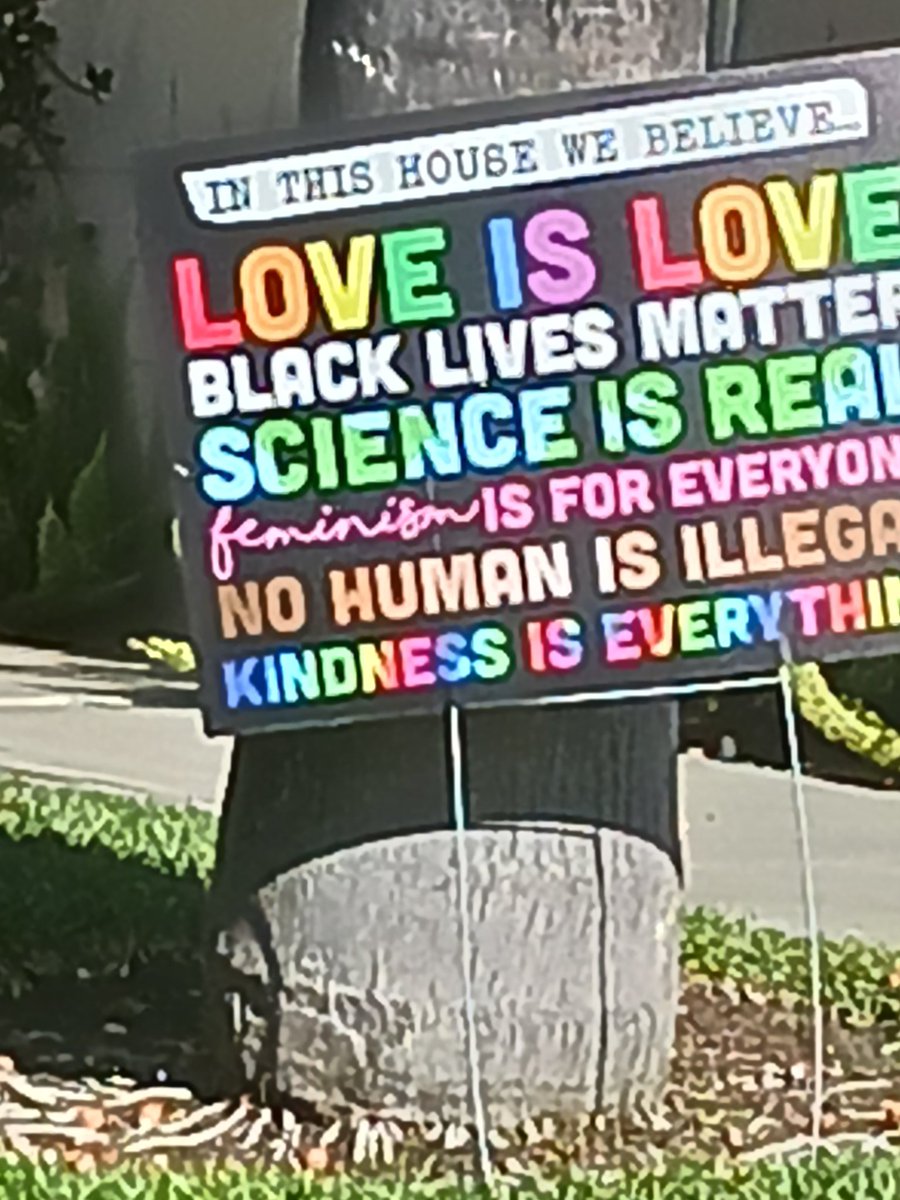 A Rare Photo I took to post on here !

This is a sign that I value because it says my values on it 🇺🇲❤️👊💯

#BlackLivesMatter 
#ScienceIsReal 
#NoHumanIsIllegal 
#BeKindAlways
