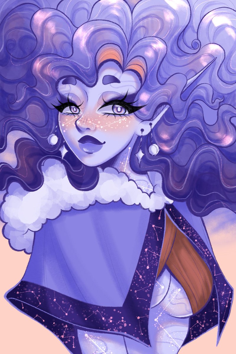 _kittymochi_'s tweet photo. nym my air genasi star druid who i love so much already ☁️💜

#oc #ocart #DnDcharacter #dndart https://t.co/owJsiiyNSA